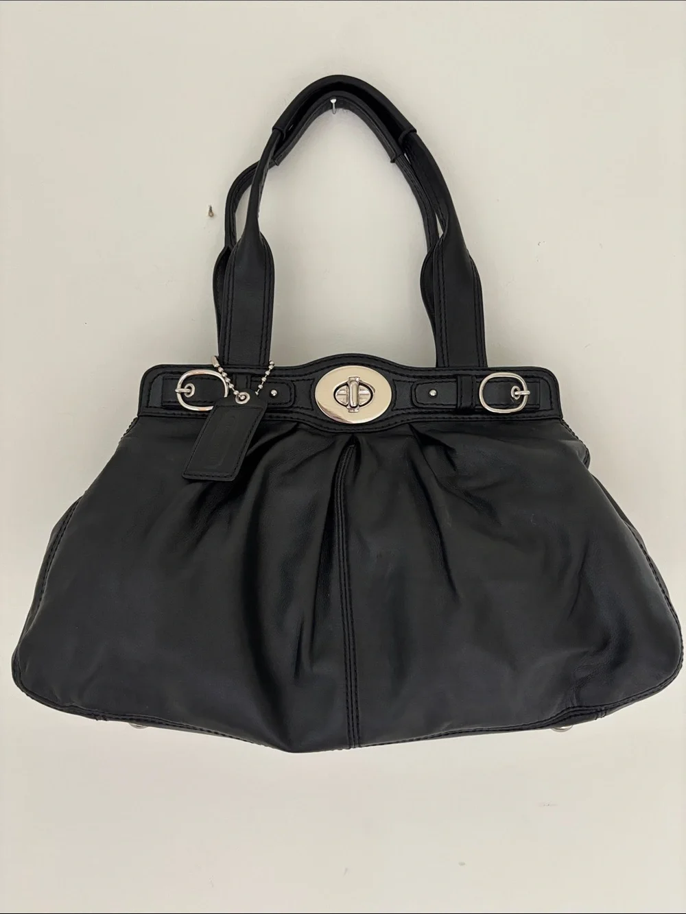 Vintage Cocah Pleated Leather Turnlock satchel
